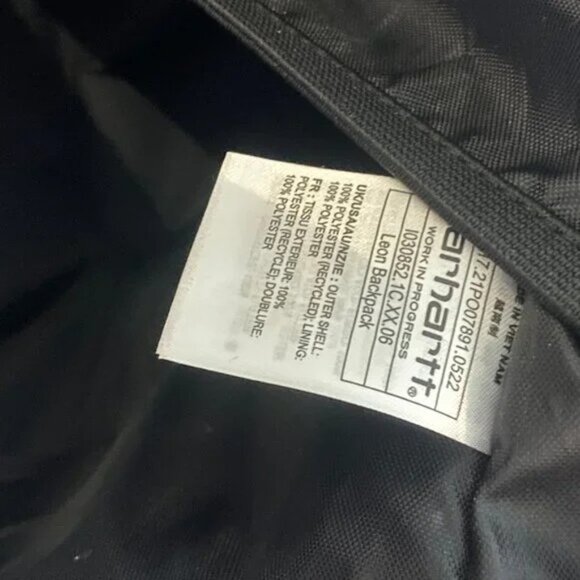 Carhartt WIP Leon Backpack Black  Streetwear Casual Everyday Bag preowned - Picture 9 of 13